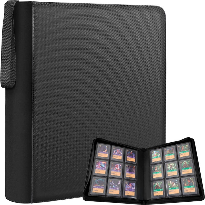 FORZAROCKET 288 Toploader Binder | 9-Pocket Zippered Ringless Album for TCG & Sports Cards | PU Leather Side-Load Storage - Image 1